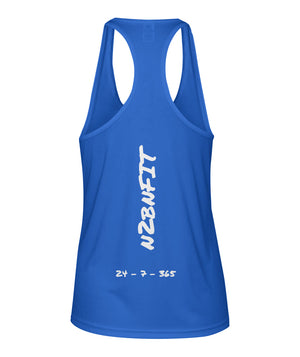 24 7 365 Blue Womens DryFit Racerback Sport Tank